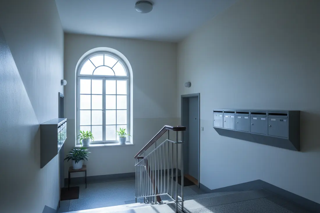 Cage d'escalier d'un immeuble collectif